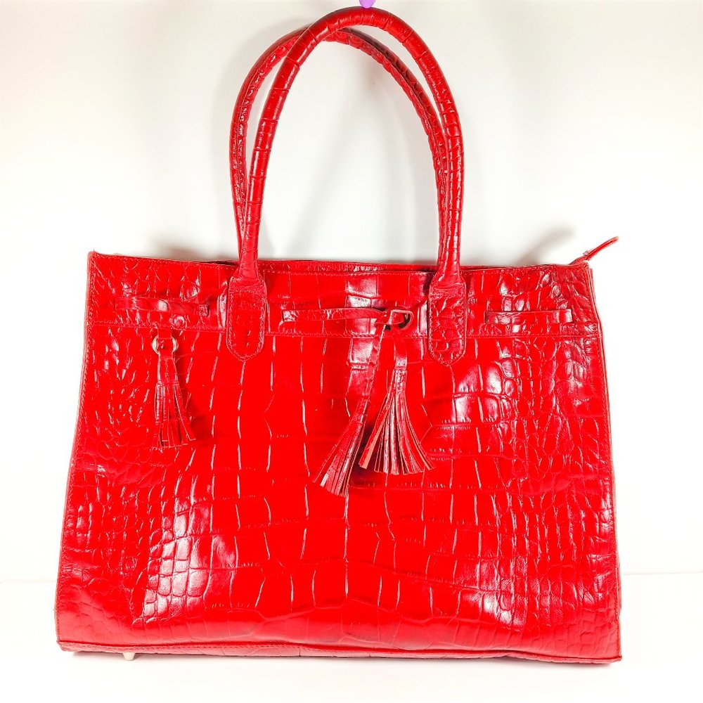 Michael Rome Designs Red Croco Embossed Handbag